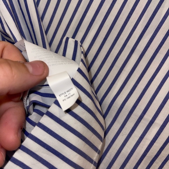 J. Crew  Top Womens Sz 0 Blue Striped Casual Ruffle Long Sleeve Blouse Cottage - Picture 9 of 9